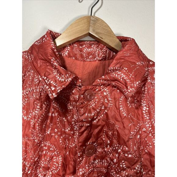 Chico's 2 chicos Large Mauve Aztec Quilted Button Reversible Puffer Jacket - Picture 5 of 8